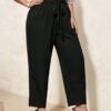 Pantalon droit à taille paperbag avec ceinture, décontracté mais chic – Image 5