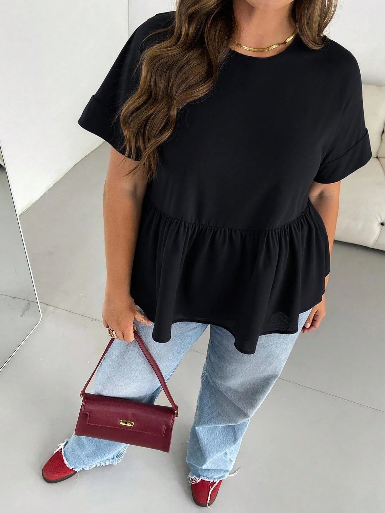 Chemise noire à manches courtes décontractée, ample et confortable – Image 5