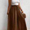 Pantalon large en couleur unie décontracté et ample – Image 5