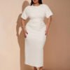 Robe décontractée à manches courtes de couleur unie et minimaliste – Image 4