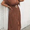 Robe longue mode bohème à pois col V – Image 7