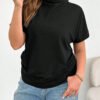 Tops courts noirs à manches courtes, style simple, décontracté, ample et confortable – Image 6