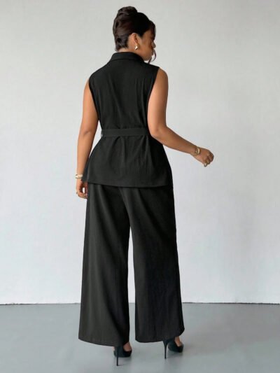 Alternative view of Ensemble deux pièces élégant et décontracté. Comprend un gilet sans manches noir
