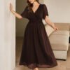 Robe en mousseline de soie froissée,  manches évasées – Image 5