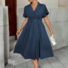Robe d'été élégante traditionnelle à taille cintrée, col à revers – Image 6