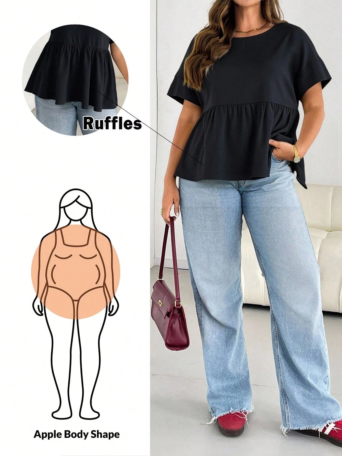 Chemise noire à manches courtes décontractée, ample et confortable – Image 6