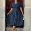 Robe d'été élégante traditionnelle à taille cintrée, col à revers – Image 7