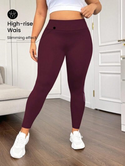 Leggings taille haute à patchwork en maille avec contrôle du ventre et poches latérales