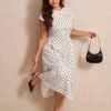 Robe élégante à manches courtes avec imprimé à pois – Image 3