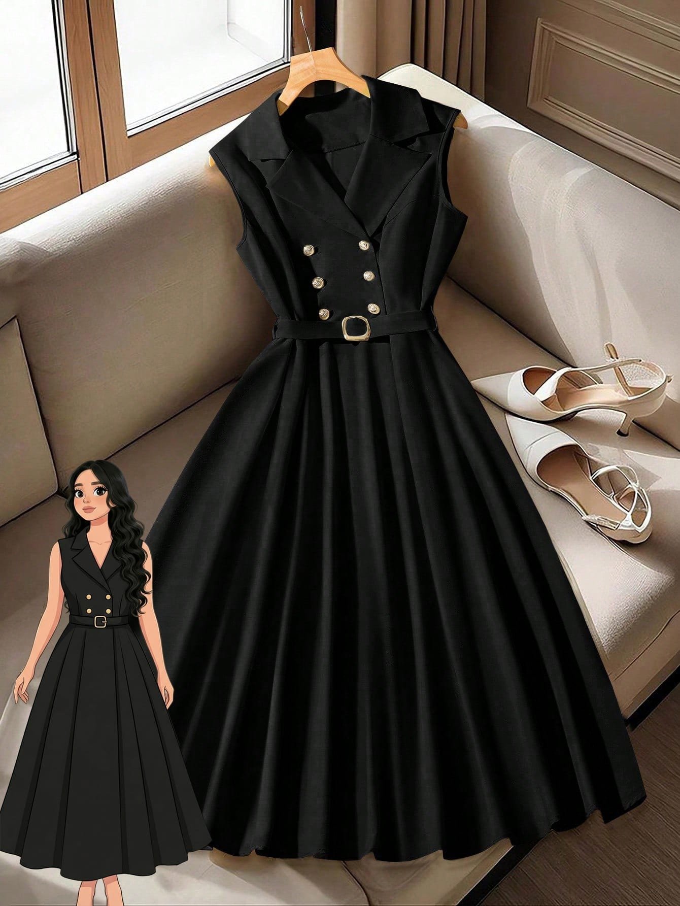 Robe élégante avec ceinture – Image 2