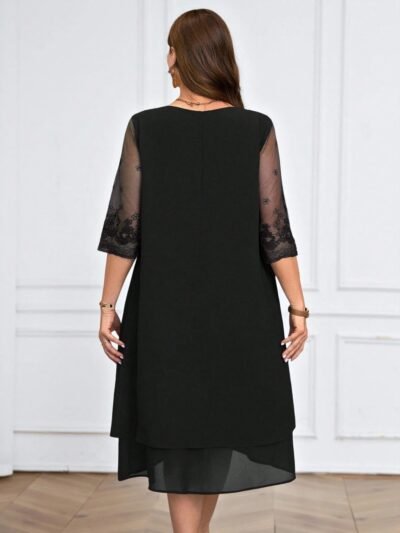 Alternative view of Robe en mousseline avec patchwork