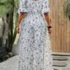 Robe texturée à fleurs ditsy avec taille cintrée, mode pour les vacances de printemps – Image 2