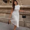 Robe élégante à manches courtes avec imprimé à pois – Image 4