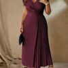 Robe mi-longue plissée à la taille – Image 4