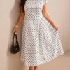 Robe élégante à manches courtes avec imprimé à pois – Image 5