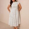 Robe élégante à manches courtes avec imprimé à pois – Image 6