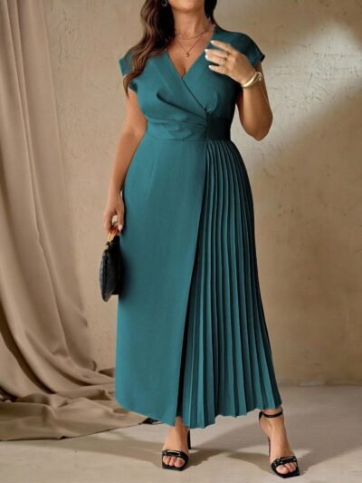 Robe midi bleu canard pour occasion
