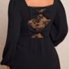 Robe élégante, coupe ample, empiècements en dentelle, – Image 3