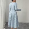 Robe Boutons nacrés, revers orné, taille haute, coupe trapèze, – Image 2