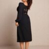 Robe élégante, coupe ample, empiècements en dentelle, – Image 5