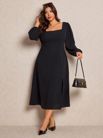 Robe élégante, coupe ample, empiècements en dentelle,