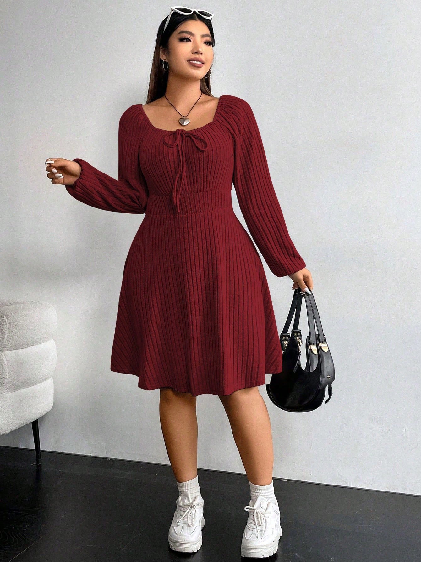 Robe à manches lanternes en matière douce