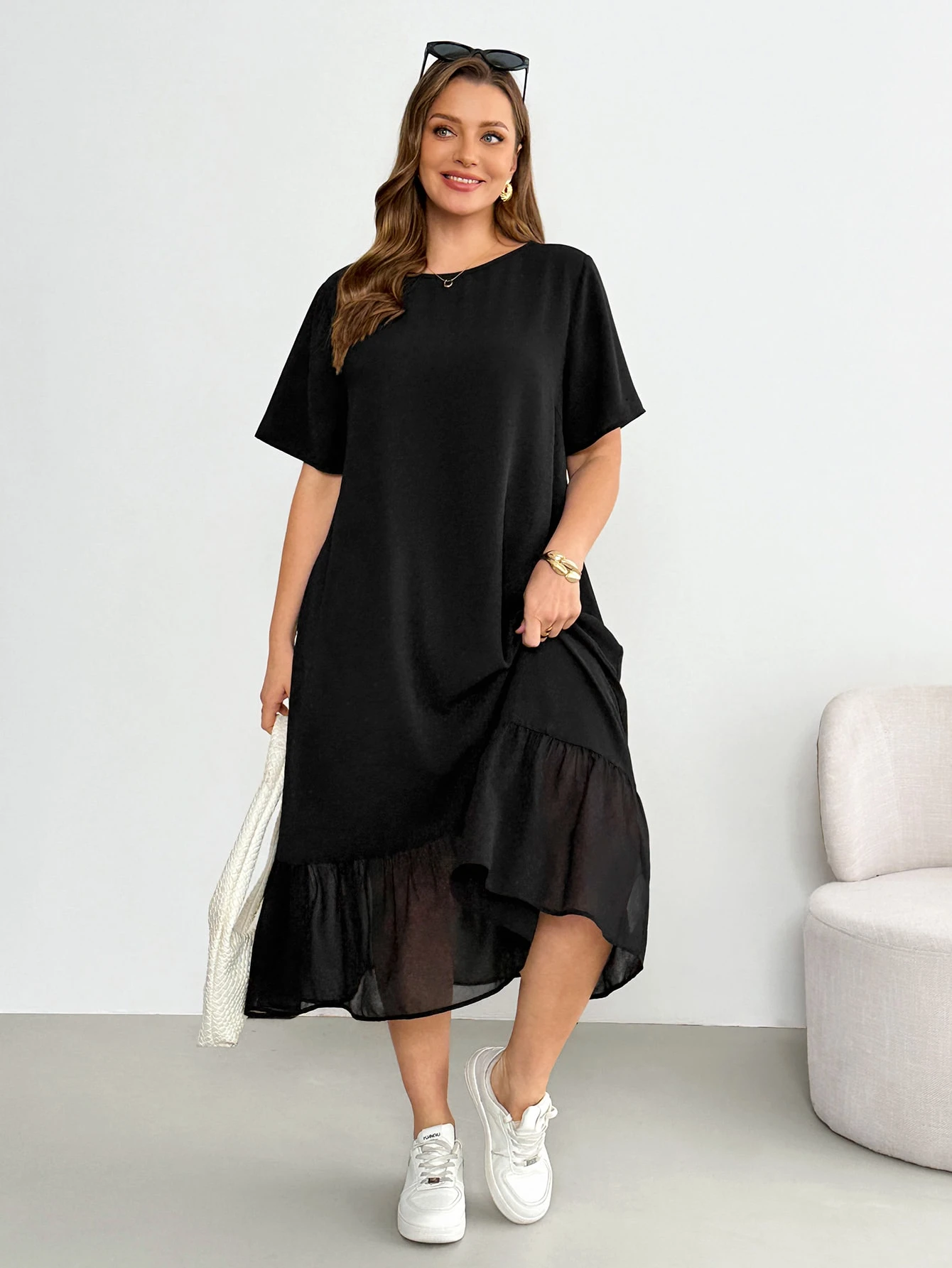 Robe mi-longue en mousseline de soie – Image 4