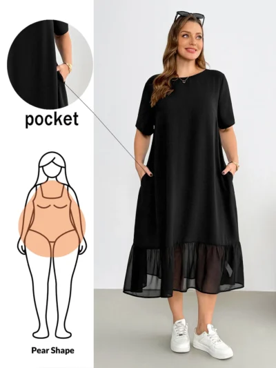 Robe mi-longue en mousseline de soie