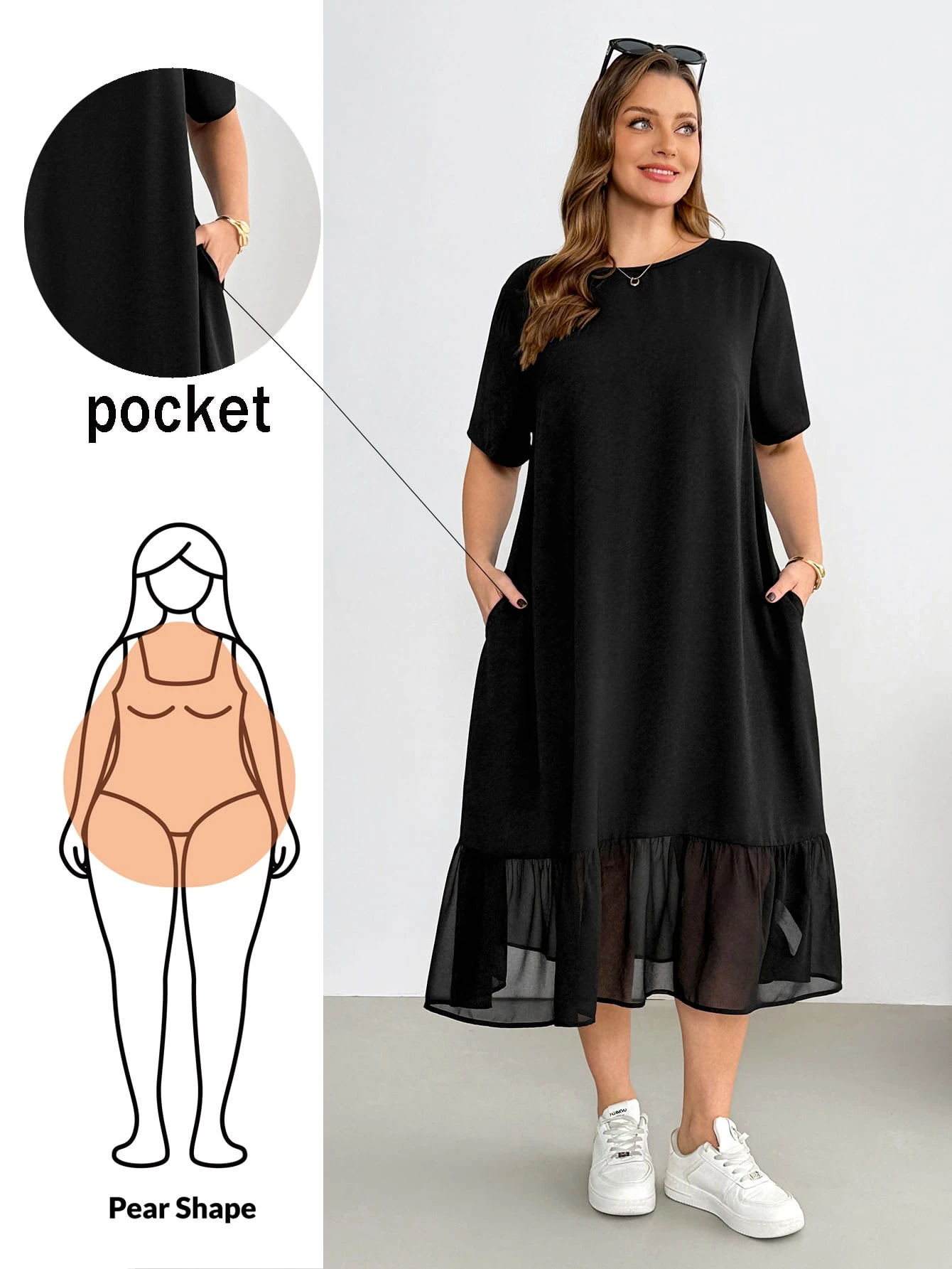 Robe mi-longue en mousseline de soie