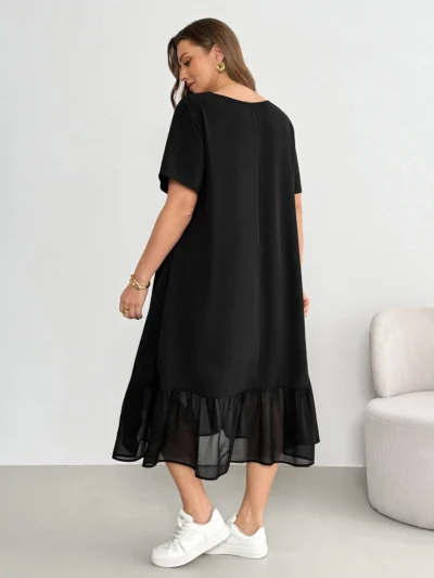Alternative view of Robe mi-longue en mousseline de soie
