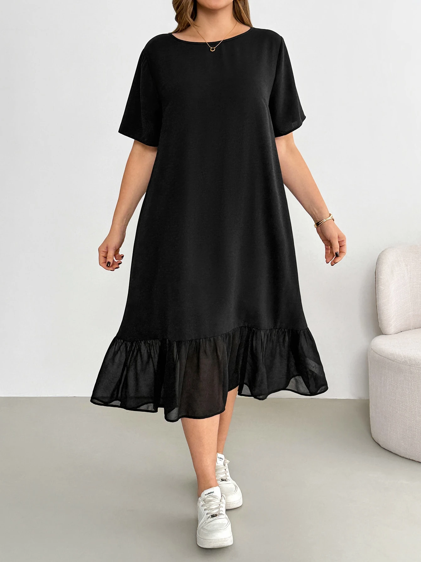 Robe mi-longue en mousseline de soie – Image 3