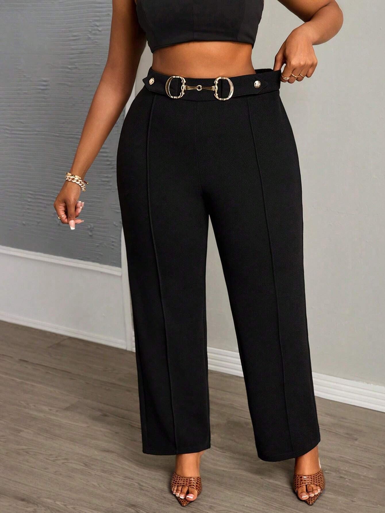 Pantalon droit noir élégant – Image 3