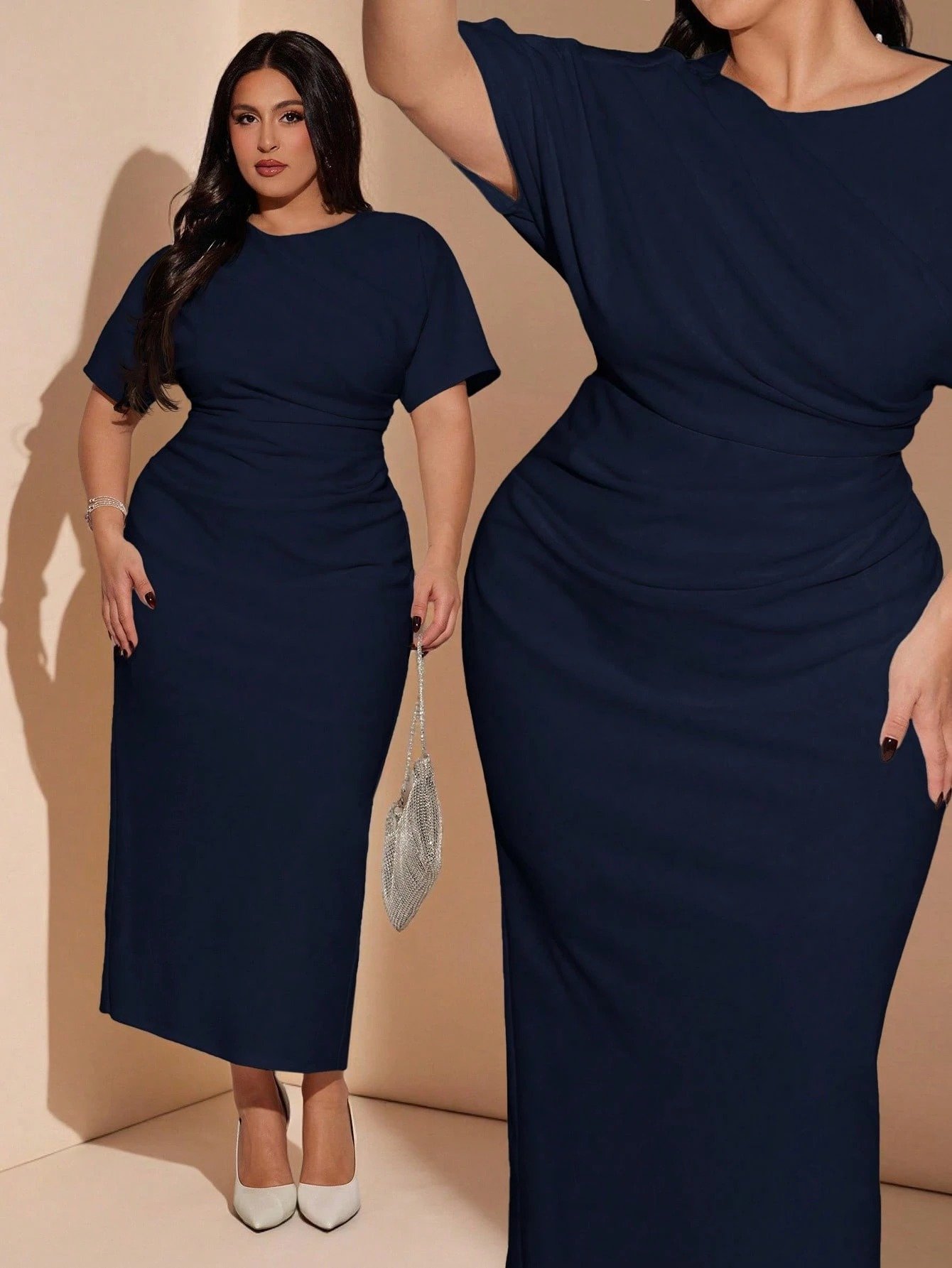 Robe sexy à dos froncé et fendu – Image 3