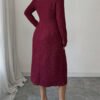 Robe élégante à encolure ronde, manches longues, avec nœud décoratif – Image 2