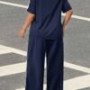 Ensemble 2 pièces de t-shirt à manches courtes rayé et pantalon décontracté – Image 2