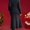 Robe longue en tricot à manches longues avec boutonnage devant, style chinois élégant – Image 5
