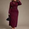 Robe sirène élégante en dentelle avec col drapé – Image 4