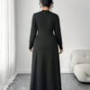 Robe longue moulante à encolure montante, décor en métal rose gold – Image 10