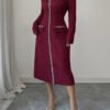 Robe élégante à encolure ronde, manches longues, avec nœud décoratif – Image 5