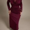 Robe sirène élégante en dentelle avec col drapé – Image 5