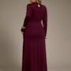 Robe sirène élégante en dentelle avec col drapé – Image 2