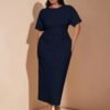 Robe sexy à dos froncé et fendu – Image 5