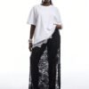T-shirt ample à manches courtes avec ourlet asymétrique en dentelle – Image 5
