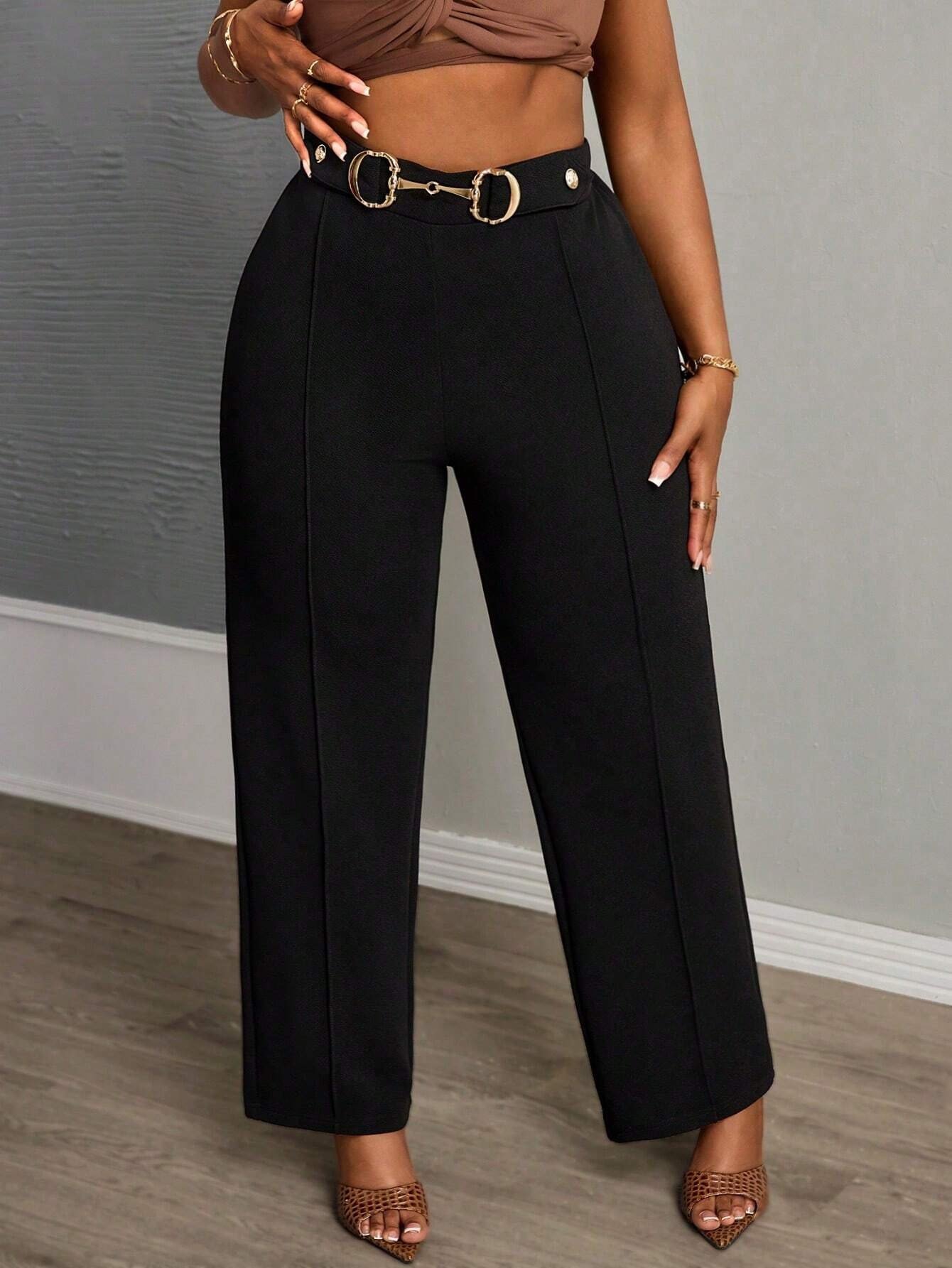 Pantalon droit noir élégant