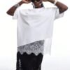T-shirt ample à manches courtes avec ourlet asymétrique en dentelle – Image 6