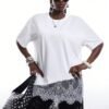T-shirt ample à manches courtes avec ourlet asymétrique en dentelle – Image 8